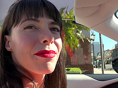 Petite brunette Vera King shows off her shaved pussy up close