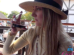 Homemade video in POV with Lily Adams being fingered in the car