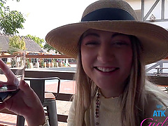 Homemade video in POV with Lily Adams being fingered in the car