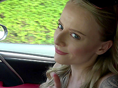 Couple explores fetish with blonde Paris White in car