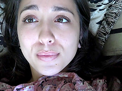 Asian babe with long hair gets a messy facial in cowgirl position