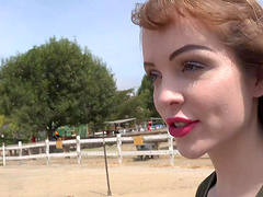 Curly-haired redhead Aliya Brynn flaunts her tight pussy in pov