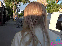 Blonde teen Paris White gets wild in a car pov