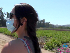 Asian teens strip down to their nylon undies outdoors