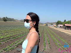 Asian teens strip down to their nylon undies outdoors