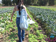 Asian teens strip down to their nylon undies outdoors