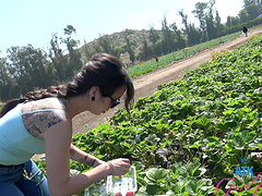 Asian teens strip down to their nylon undies outdoors
