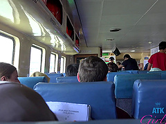 Carmen Caliente enjoys while teasing her boyfriend on the beach