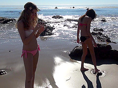 Horny Alison Faye and Janice Griffith having fun on the beach