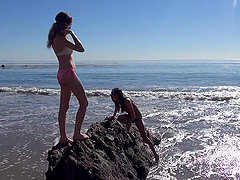 Horny Alison Faye and Janice Griffith having fun on the beach