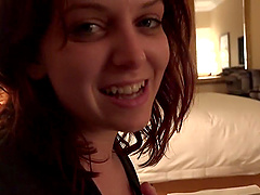 Horny redhead Emma Evins drops her panties to be fucked hard