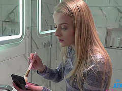 Paris White with natural tits moans during smooth dicking in POV