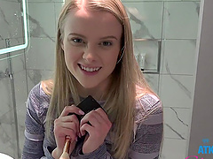 Paris White with natural tits moans during smooth dicking in POV