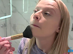 Paris White with natural tits moans during smooth dicking in POV