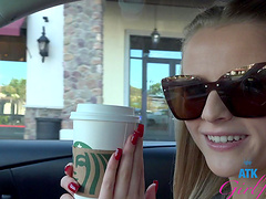 Tattooed babe Paris White shows off her big ass in the park