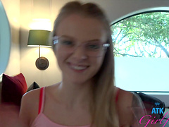 Tattooed babe Paris White shows off her big ass in the park