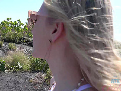 Natural tits bouncing in pov as Melody Marks drives wild