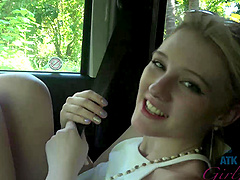 Natural tits bouncing in pov as Melody Marks drives wild