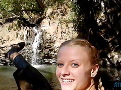 Paris White strips down at the beach in steamy pov video