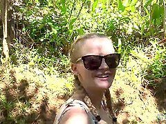 Paris White strips down at the beach in steamy pov video