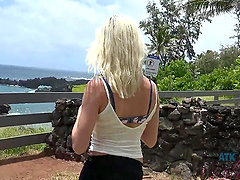 Amateur blondie Chloe Temple bends over to show her asshole