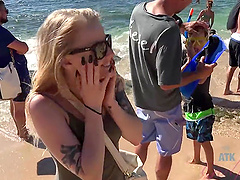 Blonde Paris White having fun while giving her man a blowjob