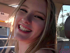 Foxy blonde Melody Marks drops her bikini to sunbathe nude