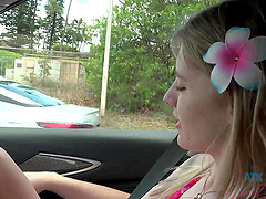 Melody Marks moans while getting fingered in the car - POV