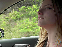 Melody Marks moans while getting fingered in the car. POV
