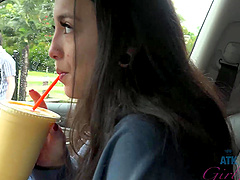 Mi Ha Doan enjoys while getting nicely fingered in the car