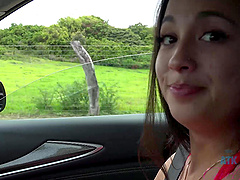 Mi Ha Doan enjoys while getting nicely fingered in the car