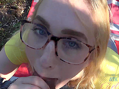 Blonde bombshell Victoria Gracen gets naughty in the backseat of a car