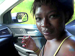 Ebony amateur Noemie Bilas drops her clothes to show her pussy