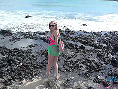 Amateur POV video of Melody Marks showing her hot body outdoors