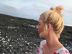 Petite teen Bella Rose shows off her natural tits and twat