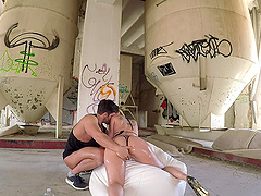 Outdoor dicking in public with a horny blonde woman - HD