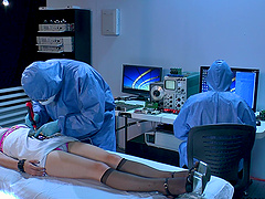 Big natural tits in bikini on the set