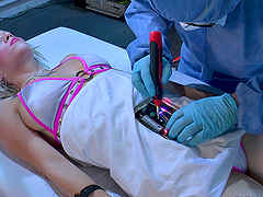 Big natural tits in bikini on the set