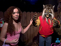 Public playground fun with a sexy long hair ebony Willow Ryder