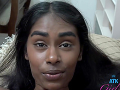 Amateur ebony Fae Love gets her pussy fingered and fucked hard