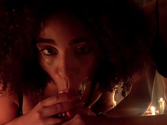 Interracial threesome with an ebony goddess and her white playmates