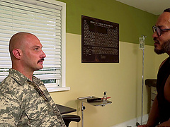 Dirty gay dude drops on his knees to be fucked hard in the army