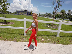 Natural tits blonde Abyss Blank spreads legs to be fucked hard