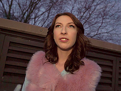 Outdoors quickie in POV with naughty brunette amateur Chanel Kiss