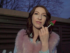 Outdoors quickie in POV with naughty brunette amateur Chanel Kiss