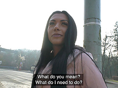 Amazing outdoors quickie with stunning stranger Adelle Sabelle