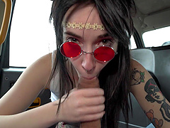 An extreme sex act with a girl in a car, crazy and passionate Giada Suicide.