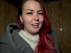 Redhead Cindy Shine enjoys while sucking her lover's penis