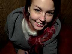 Redhead Cindy Shine enjoys while sucking her lover's penis