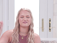 Backstage video with a horny blonde pornstar getting ready